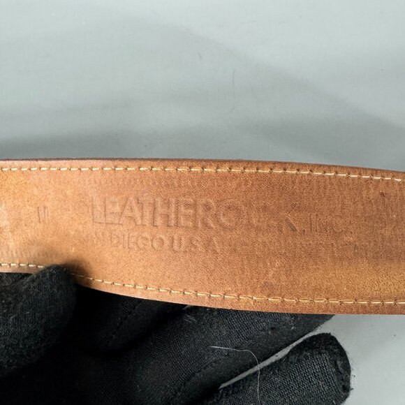 Vintage LEATHEROCK Women\'s Western Brown Leather Boho Shells Hippie Belt, Size M